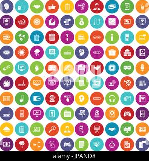 100 web development icons set color Stock Vector
