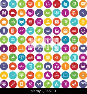 100 web and mobile icons set color Stock Vector