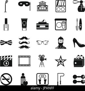 Social events icons set, simple style Stock Vector
