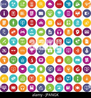 100 website icons set color Stock Vector