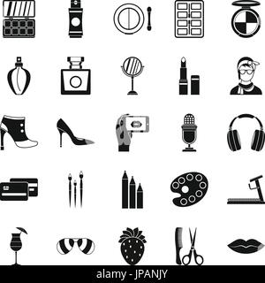 Hangout icons set, simple style Stock Vector