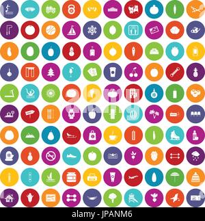 100 wellness icons set color Stock Vector