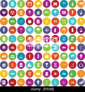 100 windmills icons set color Stock Vector