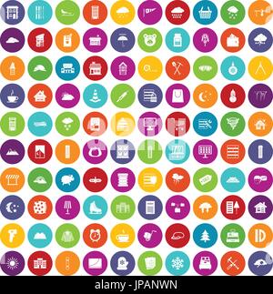 100 windows icons set color Stock Vector