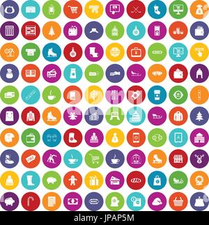 100 winter shopping icons set color Stock Vector