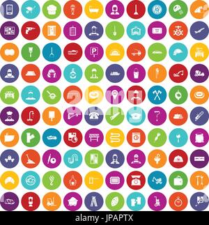 100 working professions icons set color Stock Vector