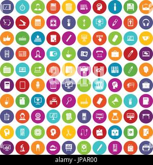 100 work space icons set color Stock Vector