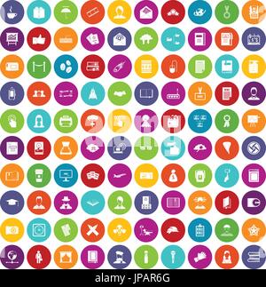100 writer icons set color Stock Vector