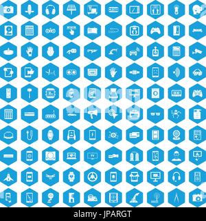 100 adjustment icons set blue Stock Vector