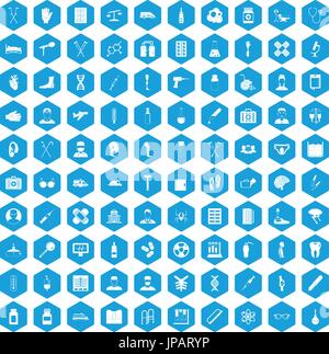 100 ambulance icons set blue Stock Vector
