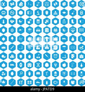 100 apple icons set blue Stock Vector