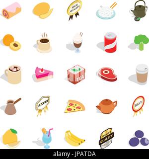 Beverage icons set, isometric style Stock Vector