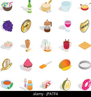 Dessert icons set, isometric style Stock Vector