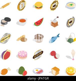 Fast food icons set, isometric style Stock Vector