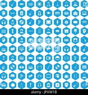 100 audience icons set blue Stock Vector