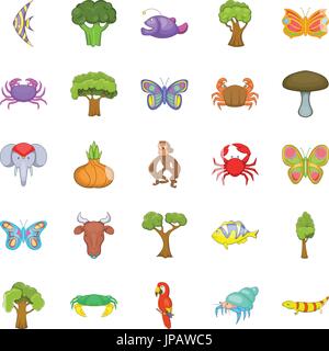 African animals icons set, cartoon style Stock Vector