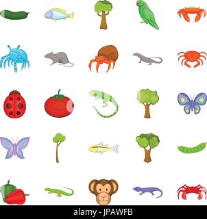 Crustaceans icons set, cartoon style Stock Vector