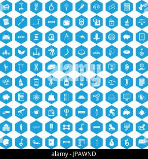 100 balance icons set blue Stock Vector