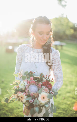 Young bride outside, portrait Stock Photo