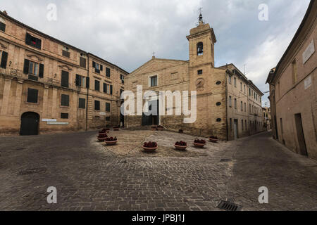 The ancient Santa Maria di Monte Morello Church seen from Casa Leopardi Recanati Province of Macerata Marche Italy Europe Stock Photo