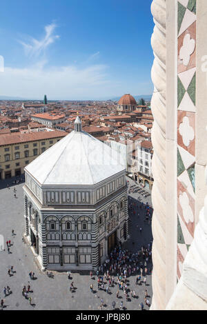 The Florence Baptistery built in octagonal shape and Romanesque style seen from the Duomo Florence Tuscany Italy Europe Stock Photo