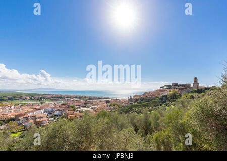 View of Castiglione della Pescaia and behind the Maremma Park. Castiglione della Pescaia, Maremma, Grosseto province, Tuscany, Italy, Europe Stock Photo