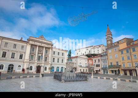 Europe, Slovenia, Istria. Tartini Square, Piran Stock Photo