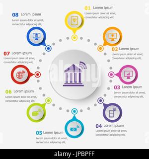 Infographic template with online banking icons, stock vector Stock Vector