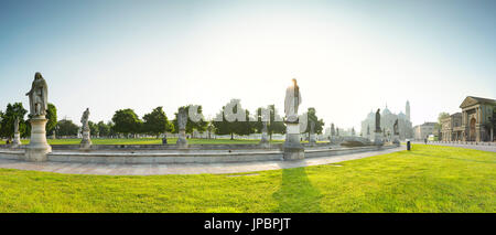 a panoramic backlight view of Prato della Valle, the largest square in ITaly, Padua province, Veneto, Italy, Europe Stock Photo