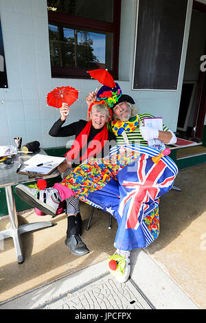 Smiling elderly couple having fun, Maryborough, Queensland, QLD, Australia Stock Photo