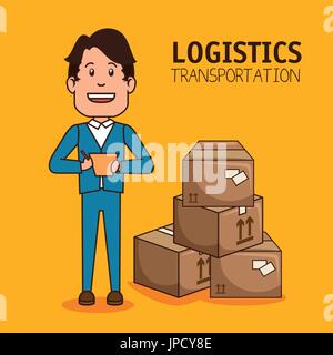 logistic manager infographic delivery cargo vector illustration graphic design Stock Vector