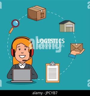 logistic manager infographic delivery cargo vector illustration graphic design Stock Vector
