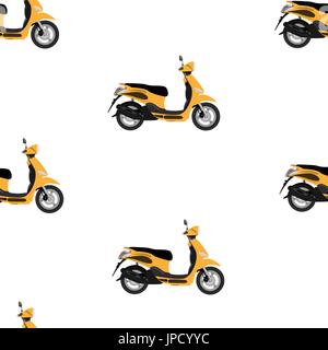 Vector illustration transport seamless pattern, background with orange Italian scooter. Stock Vector