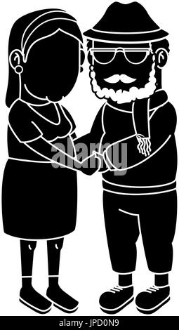 couple of grandparents over white background icon Stock Vector