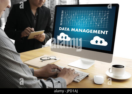 DATA MANAGEMENT File Database Cloud Network technology concept Stock Photo