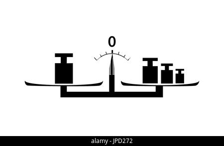 Flat Black weighting machine with Weights on white background isolated. Stock Vector