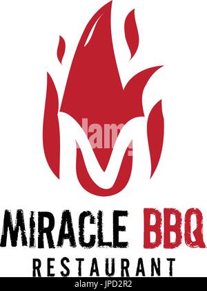 letter M within a red flame. isolated on white background. Stock Vector