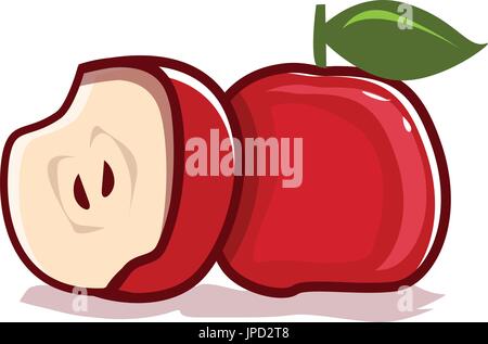 red apple and half illustration. isolated on white background. Stock Vector