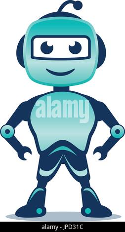cartoon robot character with full body, isolated on white background. Stock Vector