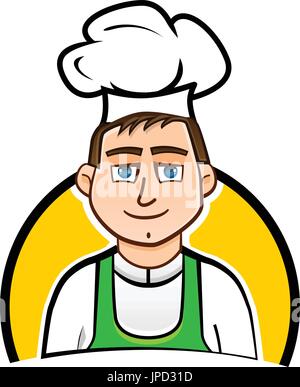 cartoon young chef character, isolated on white background. Stock Vector
