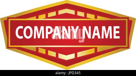 gold and red banner logo, isolated on white background. Stock Vector