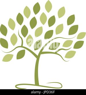 abstract green tree with branches, logo design, isolated on white background. Stock Vector
