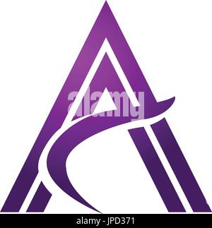 letter A with swoosh, logo design, isolated on white background. Stock Vector