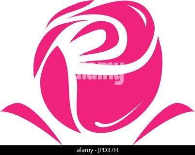 stylish pink rose, logo design, isolated on white background. Stock Vector