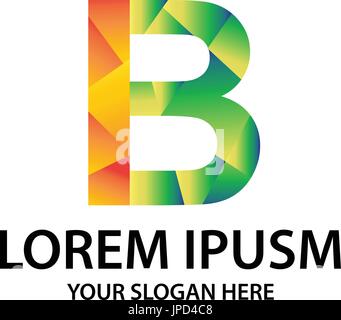 Letter B with polygonal style, logo design, isolated on white background. Stock Vector