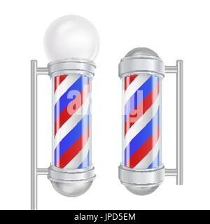 Barber Shop Pole Vector. Red, Blue, White Stripes. Good For Design, Branding, Advertising. Isolated Illustration Stock Vector