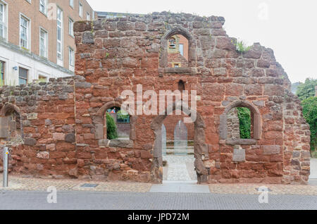 Part of the old city walls in the historic city of Exeter in Devon Stock Photo