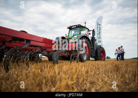 People looking at the Fendt tractors on farm fair in Croatia Stock Photo