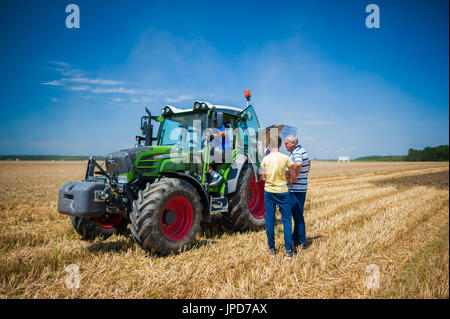 People looking at the Fendt tractors on farm fair in Croatia Stock Photo