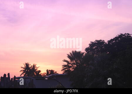 Purple sky during sunset Stock Photo